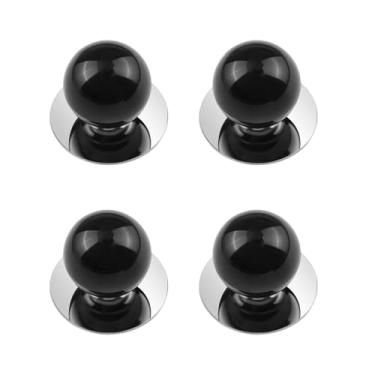 Imagem de MOROBOR Puxadores de cerâmica preta, 4 peças de gaveta de forma redonda puxadores de armário autoadesivos puxadores de porta deslizante adesivos para quarto de crianças, cozinha, quarto