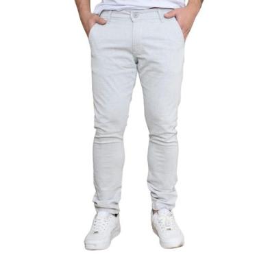 Imagem de Calça Masculina Sarja Bolso Faca Color Elegante - Btxmoda&Co, 46, Gelo