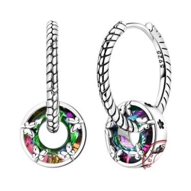 Imagem de Brincos De Argola Femininos Em Prata Esterlina 925 Com Cristal Zircon 