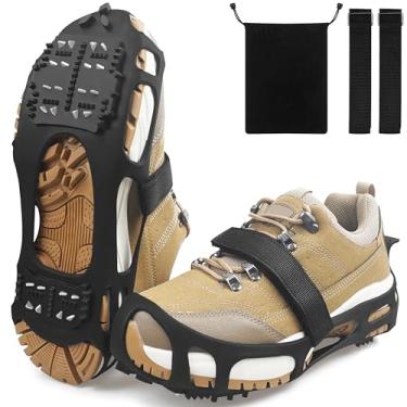 Imagem de SILANON Crampons — Chuteiras de neve para sapatos e botas de caminhada para mulheres, homens, caminhando na neve e no gelo, antiderrapante, 24 travas de neve