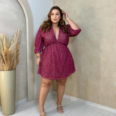 Imagem de Vestido Feminino Plus Size Tule Forrado com Estampa Linda e Moderna e 