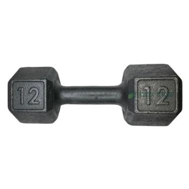 Imagem de Dumbell Sextavado de Ferro Fundido Pintado - 12 Kg - BOX INGÁ