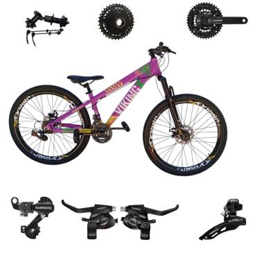 Imagem de Bicicleta 26 VikingX T25 24v Alum Indexada Shimano K7 Cubo e Catraca Pneu Balão Flame-Unissex