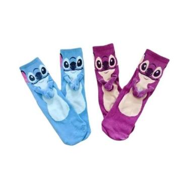 Imagem de Meias Divertidas Para Casais Disney Stitch Angel Com Atração Magnética
