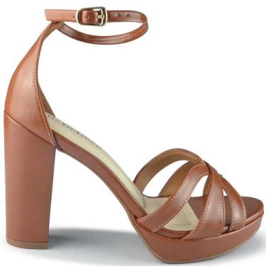 Imagem de Sandália Salto Alto Bebece Feminina T8428-247 - Bebecê, 35, Marrom