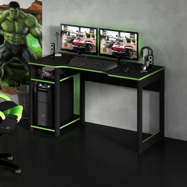 Imagem de Mesa Gamer Escrivaninha Tecno Reversível Preto Verde - Tecno Mobili