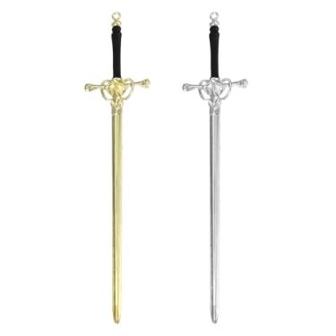 Imagem de PATIKIL 2 peças de marcador de livro de espada, espada de fantasia, alfinetes de cabelo, marcadores de livro de metal vintage, borlas com alça preta para agenda de diário, amantes de livros, leitores