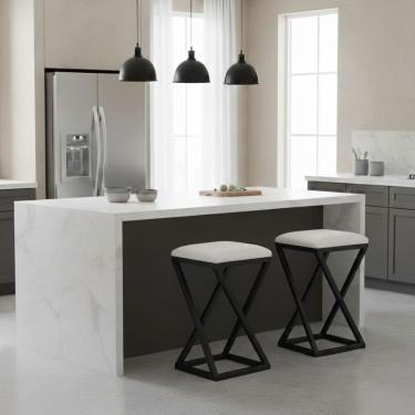 Imagem de Kit 2 Banqueta Baixa Cozinha 50 cm Balcão Bar Gourmet Corino