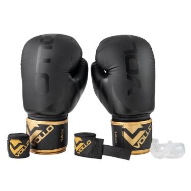 Imagem de Kit de Boxe e Muay Thai Training Luva 12Oz Protetor Bucal e Bandagem 3M Vollo-Unissex