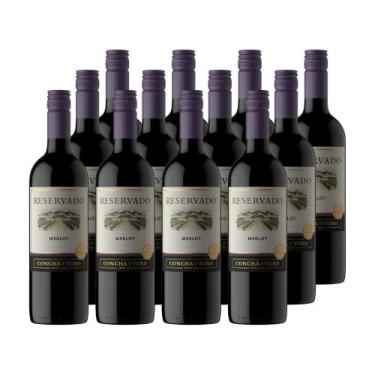 Imagem de Kit 12 Vinhos Concha Y Toro Tinto Seco Merlot Reservado 750ml