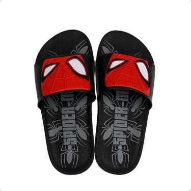 Imagem de Chinelo Infantil Slide Grendene Homem Aranha View Preto, Preto, Vermel