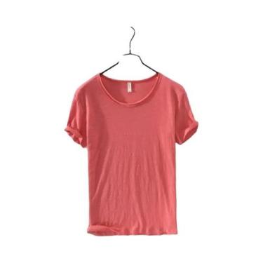 Imagem de Camiseta Masculina Slim-fit Retro De Algodão Com Acabamento Cru Leve R