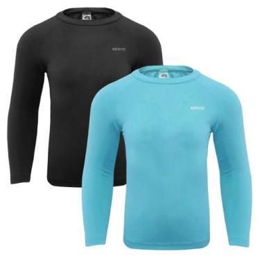 Imagem de Kit 2 Camisas Térmicas Selene Proteção UV50+ Juvenil, Preto, Azul, 12