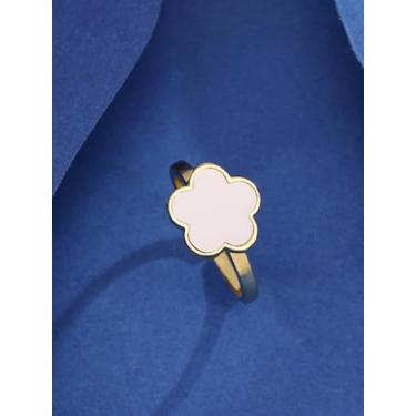 Imagem de 1 anel aberto de trevo de cinco folhas, joias femininas requintadas, conchas finas, presente para irmãs, amizade, presente de aniversário, Cobre, Sem pedra preciosa