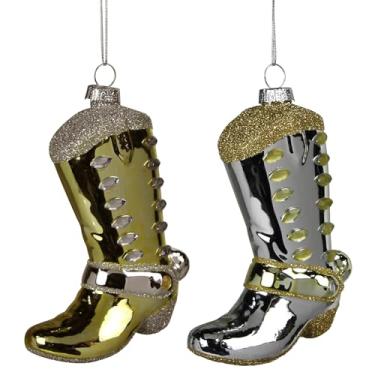 Imagem de HomArt Ornamento de bota, 10 cm, vidro, multicolorido