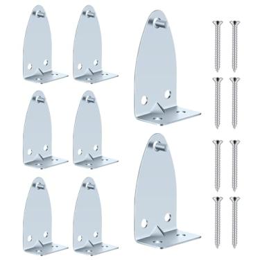 Imagem de Suporte de metal com 8 peças de mini suportes para persianas, suportes de metal para persianas, clipes de fixação de trilho inferior, peças cegas com parafusos de instalação para portas de janelas