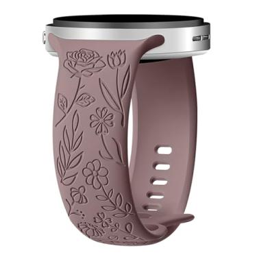 Imagem de HAYONLIY Pulseiras femininas com gravação floral compatível com Samsung Galaxy Watch 8 de 40 mm e 44 mm/Galaxy Watch 8 Classic de 46 mm, linda flor sem lacunas