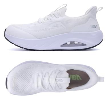 Imagem de EFOBIH Tênis de corrida masculino ortopédico com bico largo, sem cadarço, suporte de arco, ortopédico, para alívio da fascite plantar, 38-44, Branco, 10.5 Wide