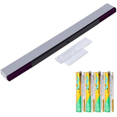 Imagem de Replacement Wii Wireless Sensor Bar, Infrared IR Ray Motion Sensor Signal Receiver for Nintendo Wii and Wii U Console with Stable Stand and 4 AAA Batteries(Black)