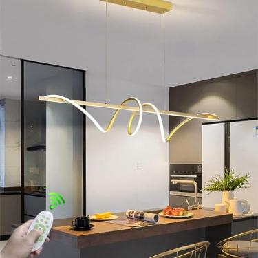 Imagem de Lustre moderno de mesa com LED, luminária pendente em espiral de metal preto, design criativo, controle remoto, iluminação dimerizável, ideal para sala de jantar, sala de estar, escritório e