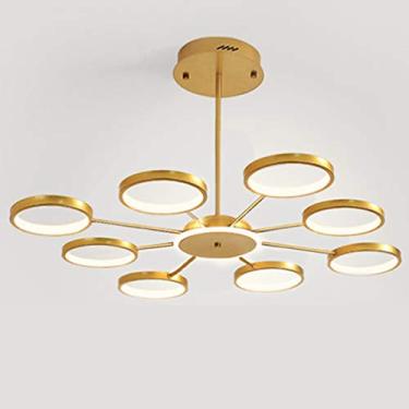 Imagem de Luminária pendente LED moderna para sala de estar, com dimmer, altura ajustável e controle remoto. Lustre metálico para sala de jantar, sala de estar, corredor e cozinha, com 8 lâmpadas/95 c
