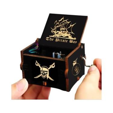 Imagem de Caixa De Música De Madeira Esculpida Com Manivela Para O Halloween, Vo