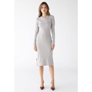 Imagem de Vestido Midi Manga Longa Fendas Laterais Ribana Premium - Levosch, Cin