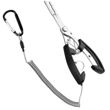 Imagem de Xthrotsenk Alicate de pesca de aço inoxidável removedor de anzol pequeno alicate de peixe ferramenta de pesca com cordão enrolado equipamento de peixe leve para homens água doce água salgada