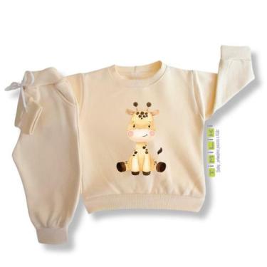 Imagem de Conjunto de Moletom Bebê Infantil inverno Unissex Zoo Girafa - Timilik