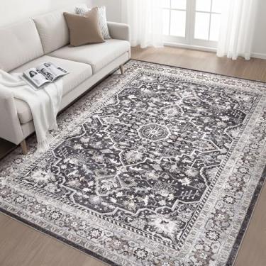 Imagem de Tapetes de área de 15 x 23 cm, sala de estar, lavável, boho, grande, vintage, temperamental, macio, desgastado, oriental, resistente a manchas, antiderrapante, para quarto, sala de jogos, escritório