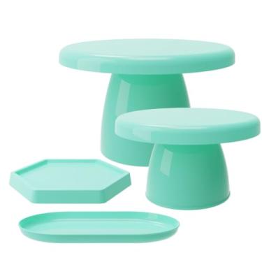 Imagem de Kit Festa com 1 Boleira Popi 18x11, 1 Mini cake 8x13, 1 Bandeja sextavada 16 e 1 Bandeja Popi 22(VDC - VERDE CANDY)