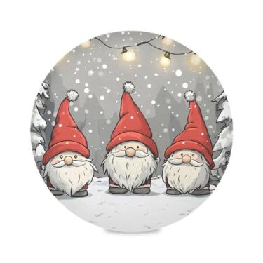 Imagem de STAYTOP Gnomos de Natal fofos jogos americanos redondos 6 peças, tapetes de mesa antiderrapantes fáceis de limpar para casa, cozinha, churrasco, festa, decoração de mesa