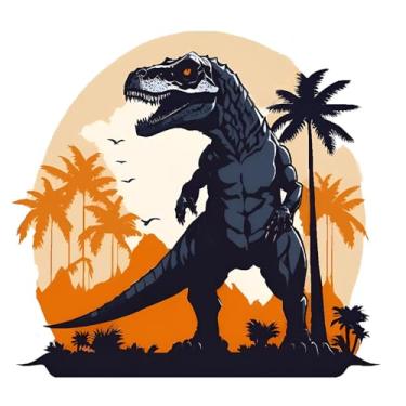 Imagem de Adesivos de vinil de dinossauro, pôr do sol, decalques de vinil, à prova d'água, removíveis, para carros, motocicletas, laptops, janelas, capacetes, paredes, 2 unidades, B054