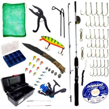 Imagem de Caixa Pescaria Kit Completo Vara Molinete Vários Itens