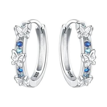 Imagem de Brincos De Argola Astrais Em Formato De Borboleta Em Prata Esterlina 9