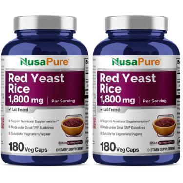 Imagem de NusaPure Arroz de Levadura Roja 1800 mg, 180 Cápsulas Veganas, Paquete