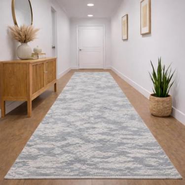 Imagem de Tapete Passadeira Algodão Jacquard 2,00m x 0,65cm Beira de Cama, Cozinha e Corredor(Mesclado Cinza e Cru,2,00 x 65cm)