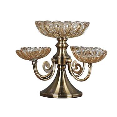 Imagem de HSYHKDSY Vidro 2 camadas pratos de frutas para festa em casa decoração de Natal tigela de sobremesa festa de casamento prato de doces