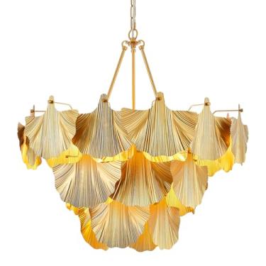 Imagem de MhyTogn Lustre moderno de 66 cm concha dourada clássica grande pendente para quarto, sala de jantar, sala de estar, cozinha, listado na UL