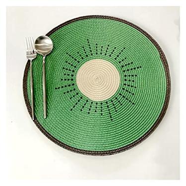 Imagem de Jogo americano 4 peças jogo americano 38 cm tapetes de mesa de tecido redondo tapetes de mesa de jantar suporte de panela com isolamento térmico (cor: J, tamanho: redondo) (L redondo)