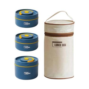 Imagem de Conjunto De Marmitas Térmicas De Aço Inoxidável 3 Peças Portátil, Segu