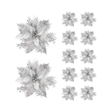 Imagem de Flores De Natal Artificiais Em Glitter Rosa, Vermelho E Dourado, Decor