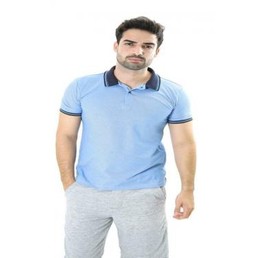 Imagem de Camiseta Masculina Gola Polo Azul Celeste Piquet Básico