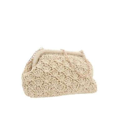 Imagem de Bolsa Festa Feminina de Crochê em Ráfia - BAUARTE, Bege