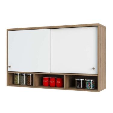 Imagem de Armário Aéreo 120cm 2 Portas De Correr E Nicho Inferior Mel