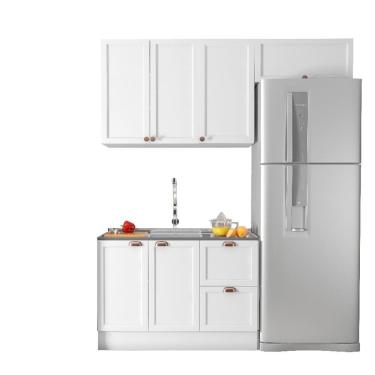 Imagem de Cozinha Modulada Unna 3 Peças Com Balcão 120cm Branco Sem Tampo - Poliman Móveis Branco