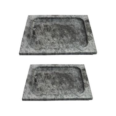Imagem de Kit Pratos Quadrado Raso Servir Porção Em Pedra Sabão P E G