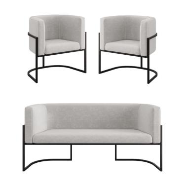 Imagem de Kit Sofá 2 Lugares + 2 Poltronas Para Recepção Balaqui Bege