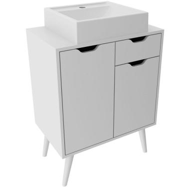 Imagem de Gabinete Para Banheiro 60 Cm 2 Portas Com Cuba Meire Branco
