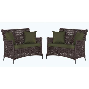 Imagem de 2 Sofás área Externa Igapó Alumínio Preta Corda Náutica E13 Marrom